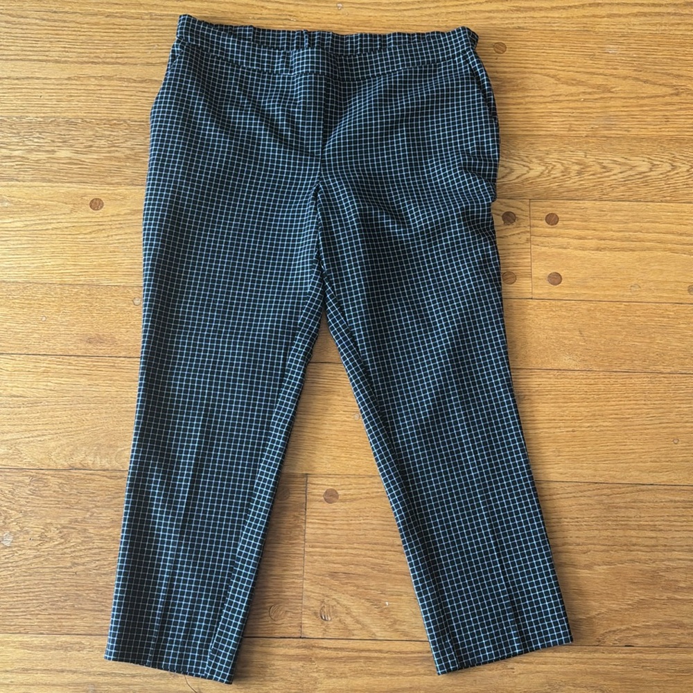 Rachel Zoe Womens Large Elastic Waist Stretchy Black White Plaid
